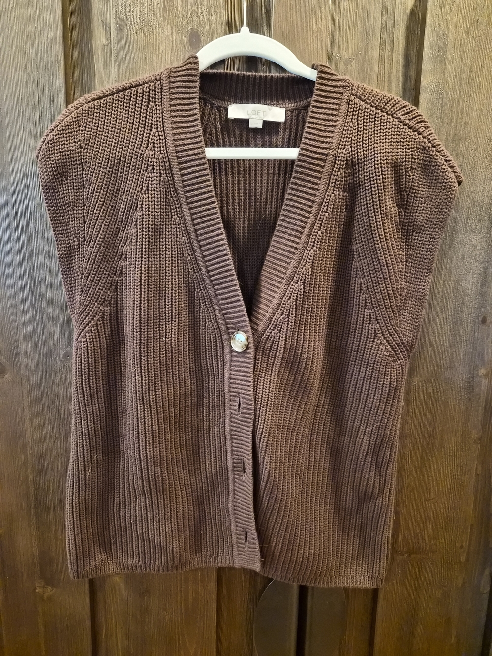 LOFT Brown V-Neck Knit Sweater Vest